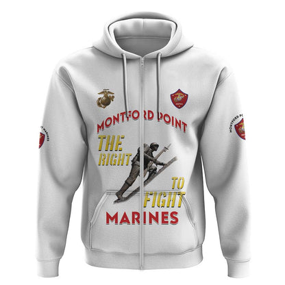 African American Heroes Zip Hoodie Montford Point Marines - White - African Pride
