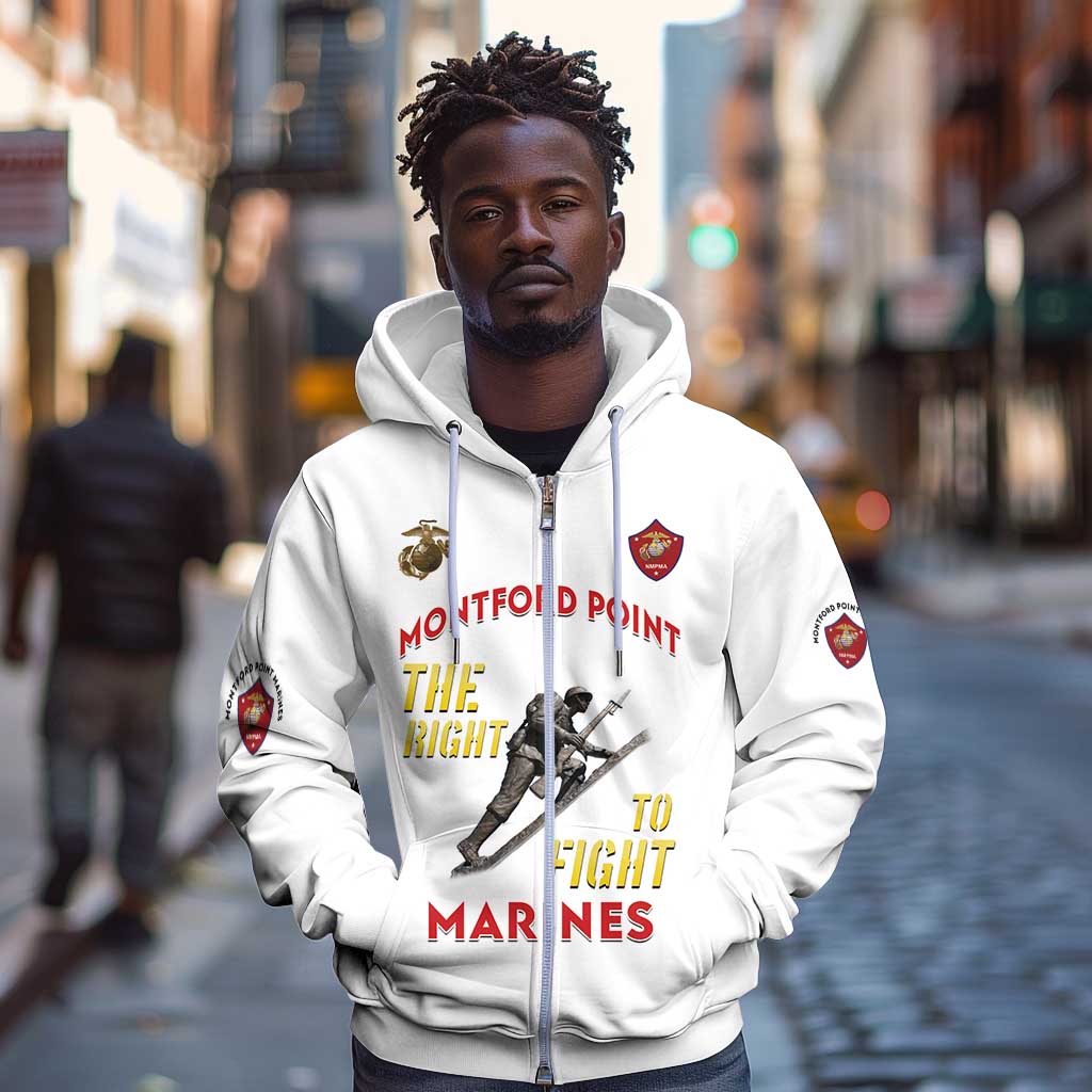 African American Heroes Zip Hoodie Montford Point Marines - White - African Pride
