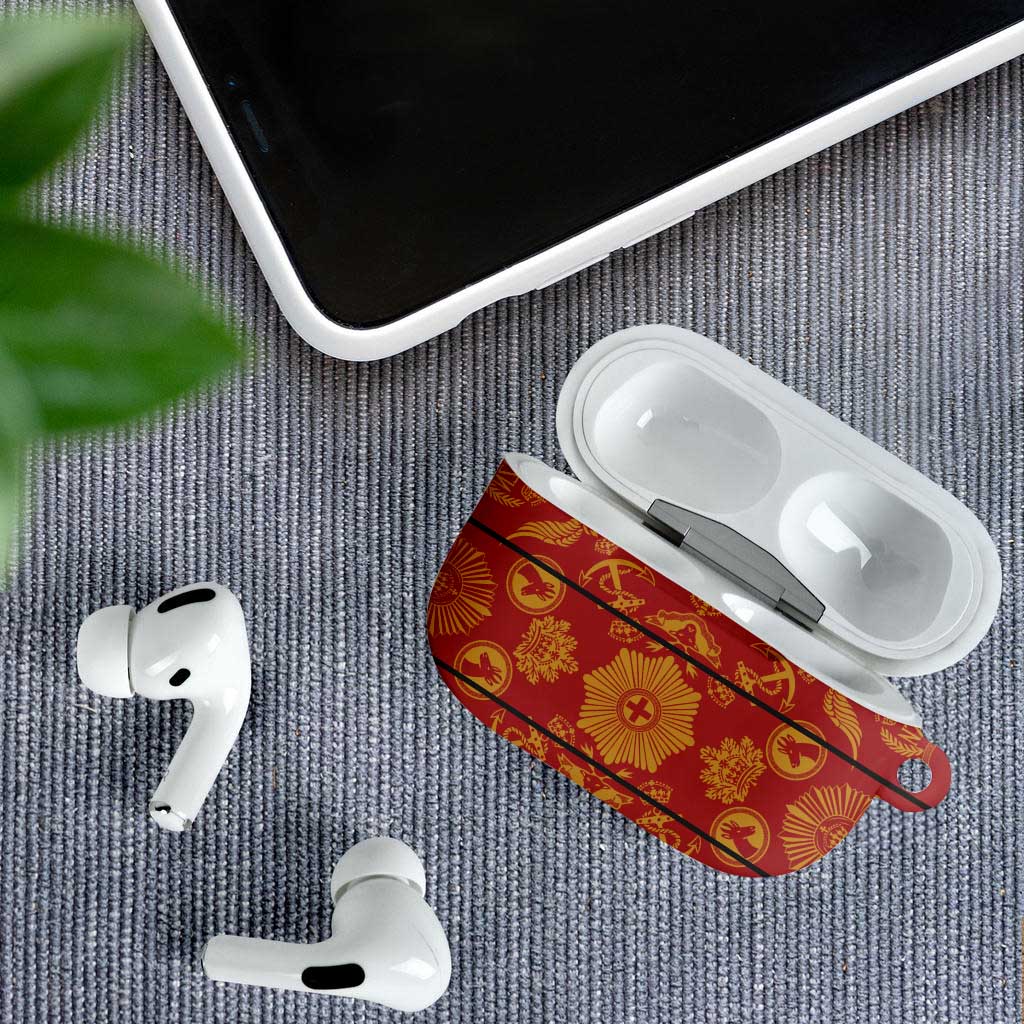 Lesotho Seanamarena Kharetsa Royal Red AirPods Case Basotho Traditional Blanket Style