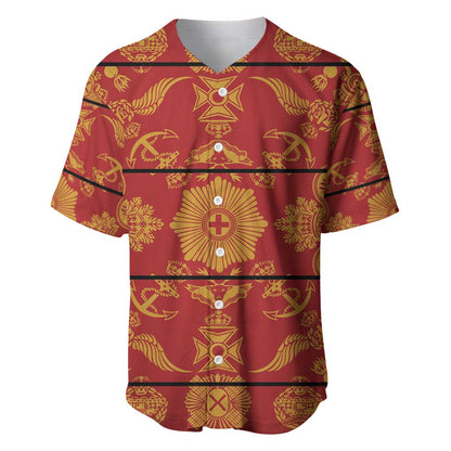 Basotho Blanket Baseball Jersey Lesotho Seanamarena Kharetsa Royal Red - African Pride