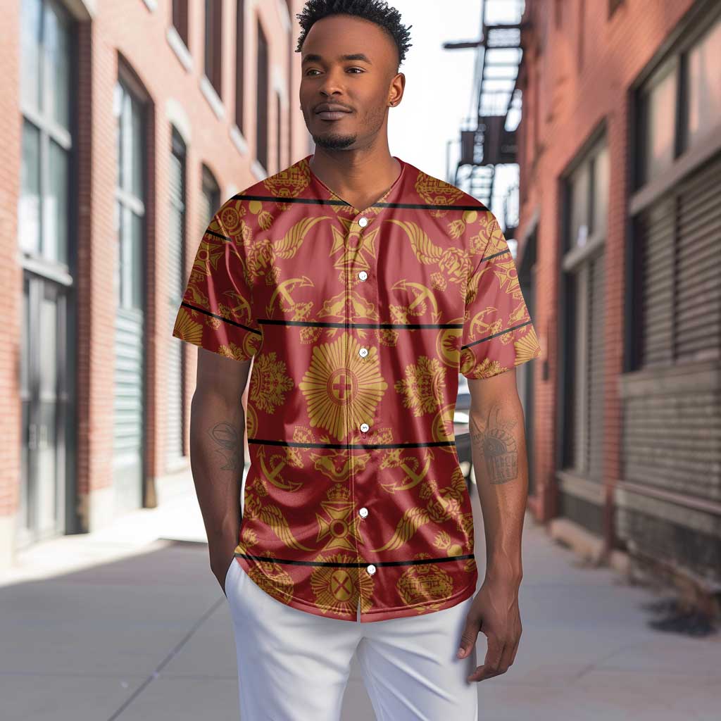 Basotho Blanket Baseball Jersey Lesotho Seanamarena Kharetsa Royal Red - African Pride