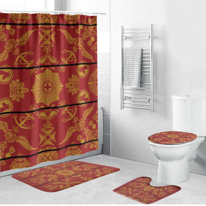 Lesotho Seanamarena Kharetsa Royal Red Bathroom Set Basotho Traditional Blanket Style