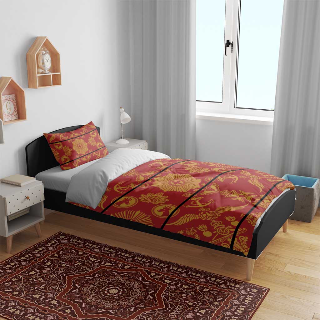 Basotho Blanket Bedding Set Lesotho Seanamarena Kharetsa Royal Red - African Pride