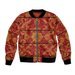 Basotho Blanket Bomber Jacket Lesotho Seanamarena Kharetsa Royal Red - African Pride