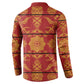 Lesotho Seanamarena Kharetsa Royal Red Button Sweatshirt Basotho Traditional Blanket Style