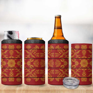 Basotho Blanket 4 in 1 Can Cooler Tumbler Lesotho Seanamarena Kharetsa Royal Red - African Pride