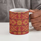 Lesotho Seanamarena Kharetsa Royal Red Ceramic Mug Basotho Traditional Blanket Style