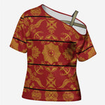 Lesotho Seanamarena Kharetsa Royal Red Cross Shoulder Shirt Basotho Traditional Blanket Style