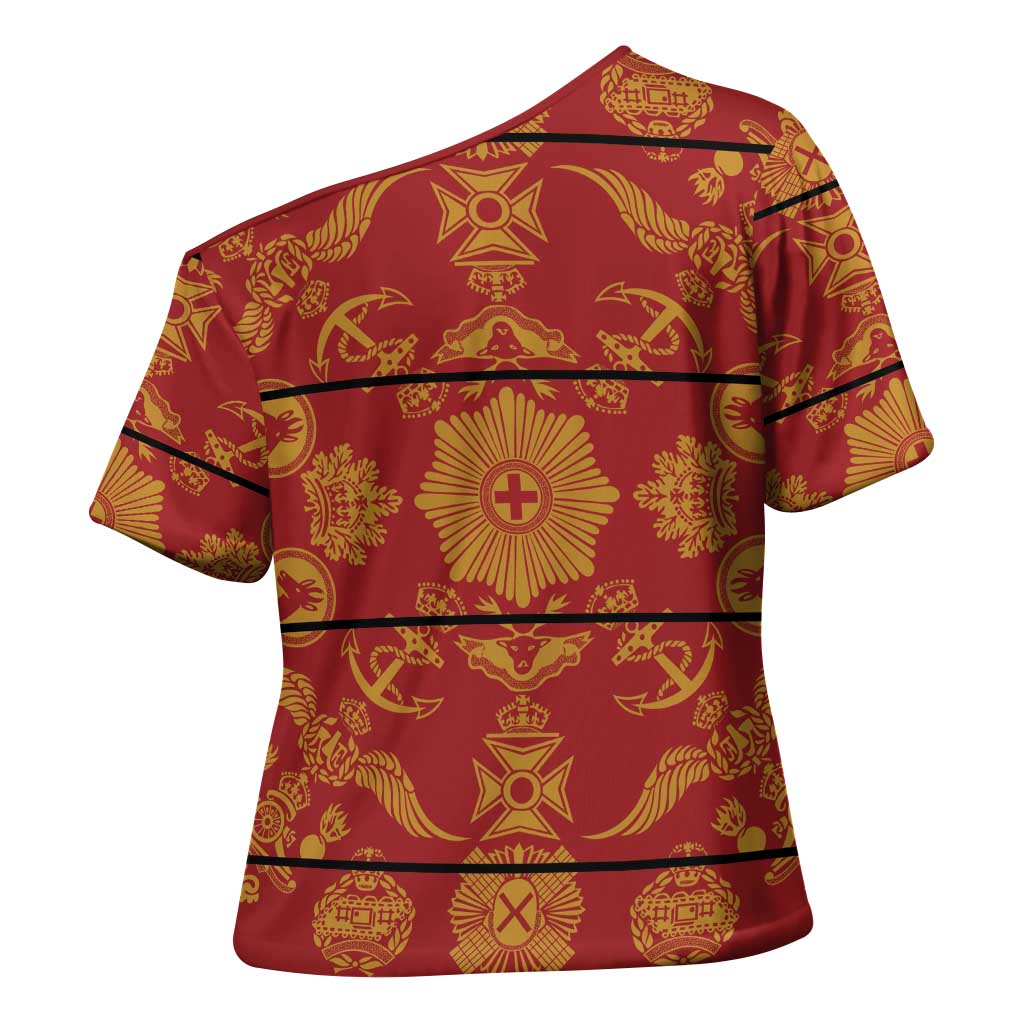 Lesotho Seanamarena Kharetsa Royal Red Cross Shoulder Shirt Basotho Traditional Blanket Style