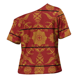 Lesotho Seanamarena Kharetsa Royal Red Cross Shoulder Shirt Basotho Traditional Blanket Style