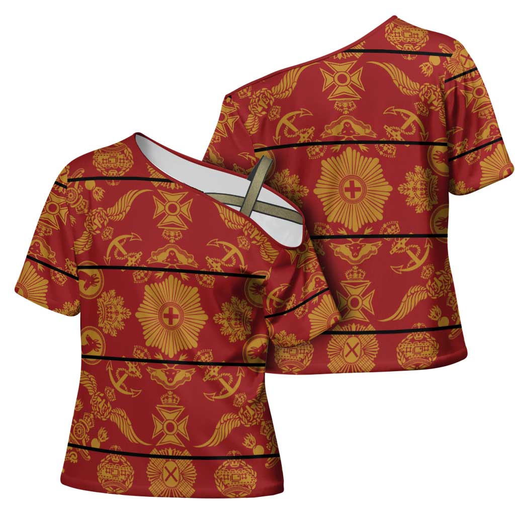 Lesotho Seanamarena Kharetsa Royal Red Cross Shoulder Shirt Basotho Traditional Blanket Style
