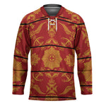 Lesotho Seanamarena Kharetsa Royal Red Hockey Jersey Basotho Traditional Blanket Style
