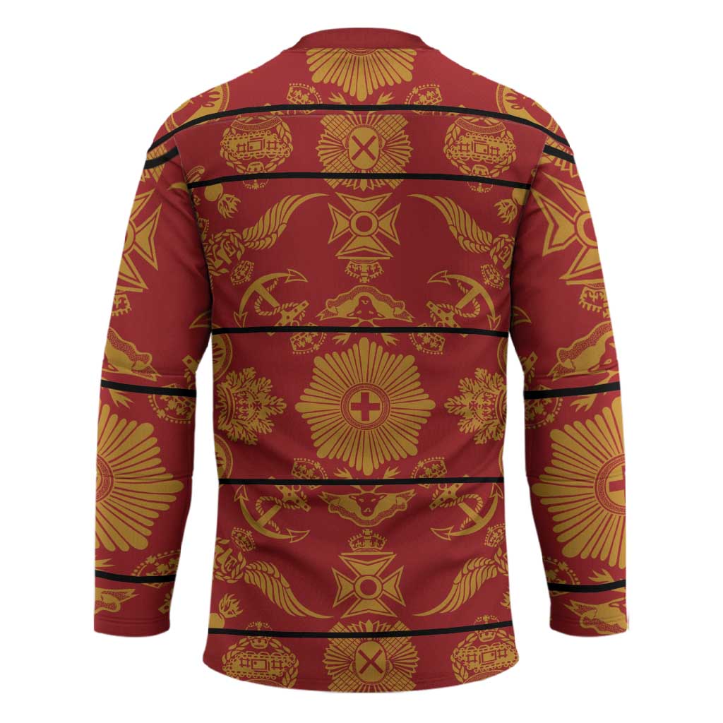 Lesotho Seanamarena Kharetsa Royal Red Hockey Jersey Basotho Traditional Blanket Style
