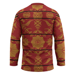 Lesotho Seanamarena Kharetsa Royal Red Hockey Jersey Basotho Traditional Blanket Style