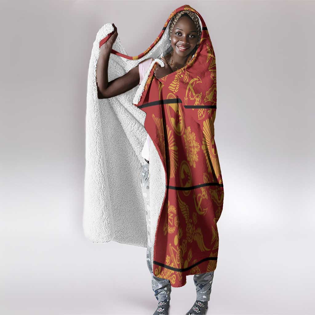 Basotho Blanket Hooded Blanket Lesotho Seanamarena Kharetsa Royal Red - African Pride