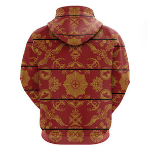 Basotho Blanket Hoodie Lesotho Seanamarena Kharetsa Royal Red - African Pride
