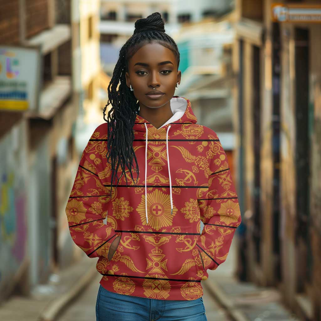 Basotho Blanket Hoodie Lesotho Seanamarena Kharetsa Royal Red - African Pride