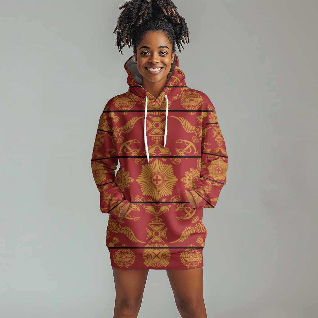 Basotho Blanket Hoodie Dress Lesotho Seanamarena Kharetsa Royal Red - African Pride