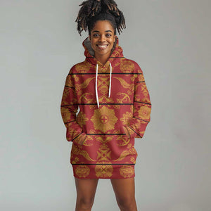 Basotho Blanket Hoodie Dress Lesotho Seanamarena Kharetsa Royal Red - African Pride