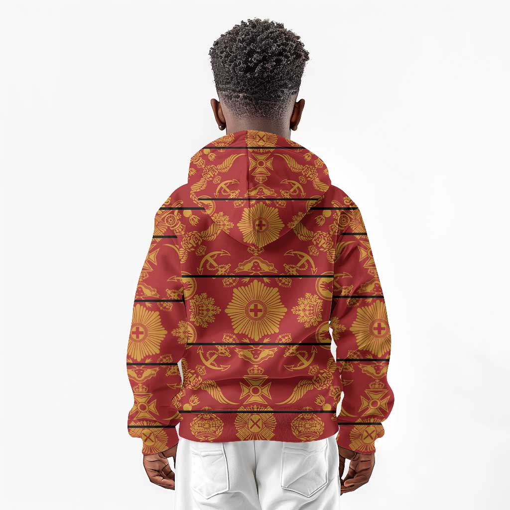 Basotho Blanket Kid Hoodie Lesotho Seanamarena Kharetsa Royal Red - African Pride