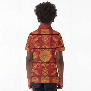 Basotho Blanket Kid Polo Shirt Lesotho Seanamarena Kharetsa Royal Red - African Pride