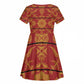 Basotho Blanket Kid Short Sleeve Dress Lesotho Seanamarena Kharetsa Royal Red - African Pride
