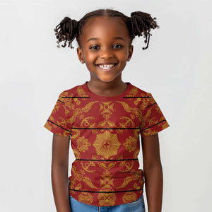 Basotho Blanket Kid T shirt Lesotho Seanamarena Kharetsa Royal Red - African Pride