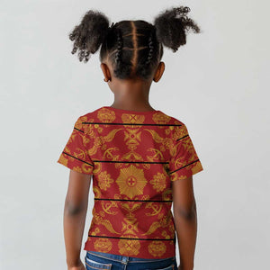 Basotho Blanket Kid T shirt Lesotho Seanamarena Kharetsa Royal Red - African Pride