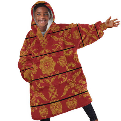 Basotho Blanket Kid Wearable Blanket Hoodie Lesotho Seanamarena Kharetsa Royal Red - African Pride