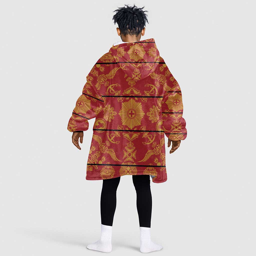 Basotho Blanket Kid Wearable Blanket Hoodie Lesotho Seanamarena Kharetsa Royal Red - African Pride