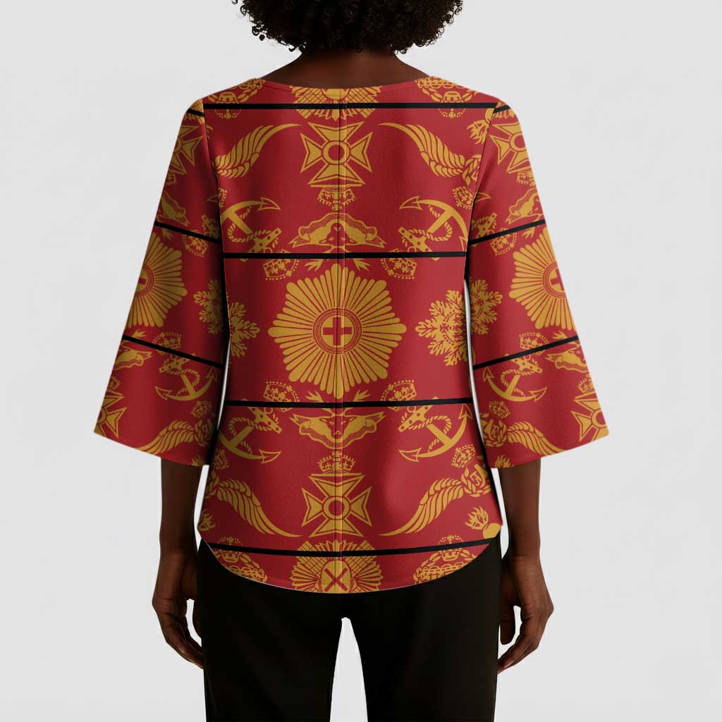 Lesotho Seanamarena Kharetsa Royal Red Kimono Sleeve Blouse Basotho Traditional Blanket Style