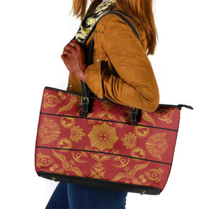 Basotho Blanket Leather Tote Bag Lesotho Seanamarena Kharetsa Royal Red - African Pride