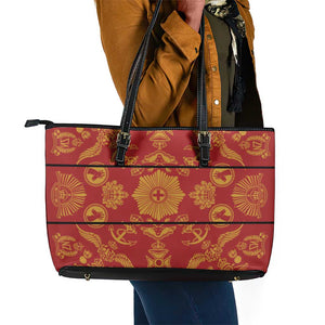 Basotho Blanket Leather Tote Bag Lesotho Seanamarena Kharetsa Royal Red - African Pride