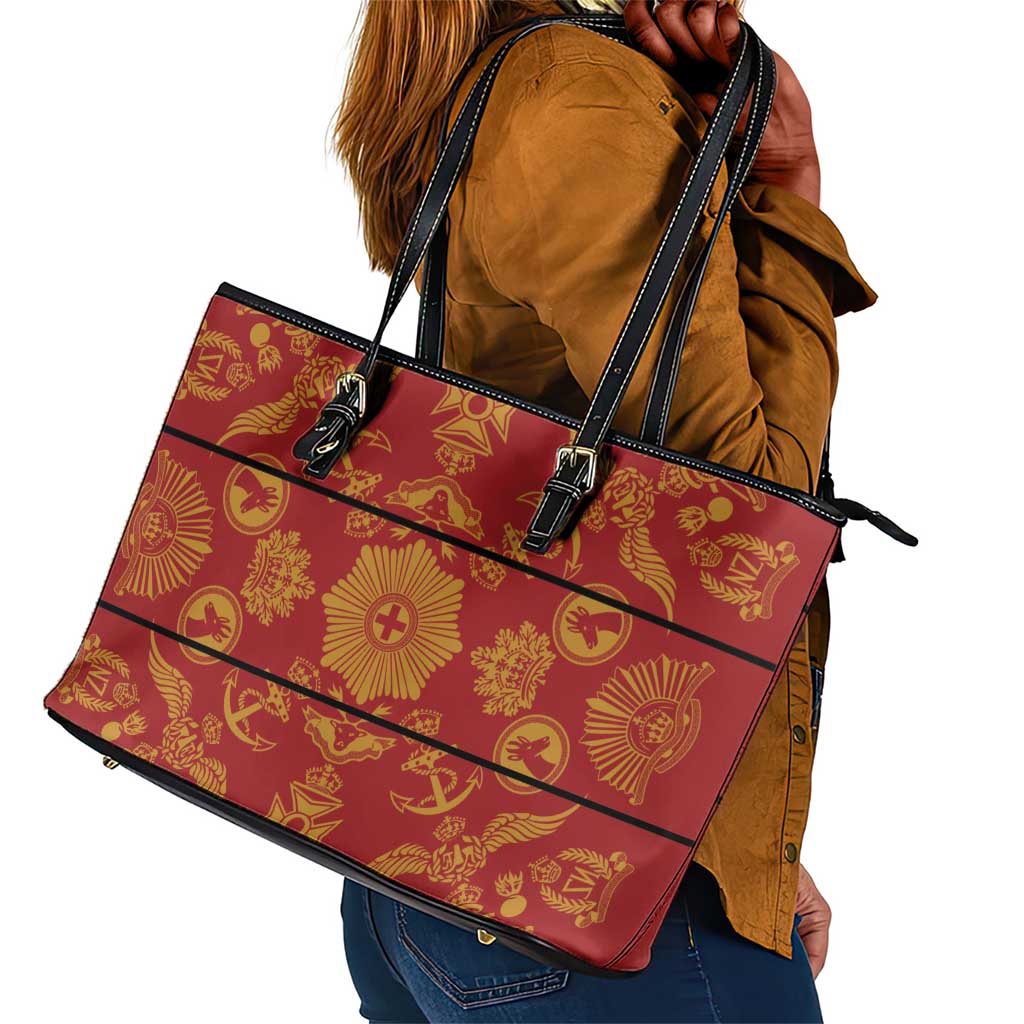 Basotho Blanket Leather Tote Bag Lesotho Seanamarena Kharetsa Royal Red - African Pride