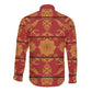 Basotho Blanket Long Sleeve Button Shirt Lesotho Seanamarena Kharetsa Royal Red - African Pride
