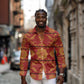 Basotho Blanket Long Sleeve Button Shirt Lesotho Seanamarena Kharetsa Royal Red - African Pride