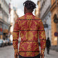 Basotho Blanket Long Sleeve Button Shirt Lesotho Seanamarena Kharetsa Royal Red - African Pride