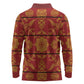 Basotho Blanket Long Sleeve Polo Shirt Lesotho Seanamarena Kharetsa Royal Red - African Pride