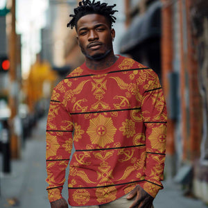 Basotho Blanket Long Sleeve Shirt Lesotho Seanamarena Kharetsa Royal Red - African Pride