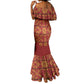 Basotho Blanket Mermaid Dress Lesotho Seanamarena Kharetsa Royal Red - African Pride