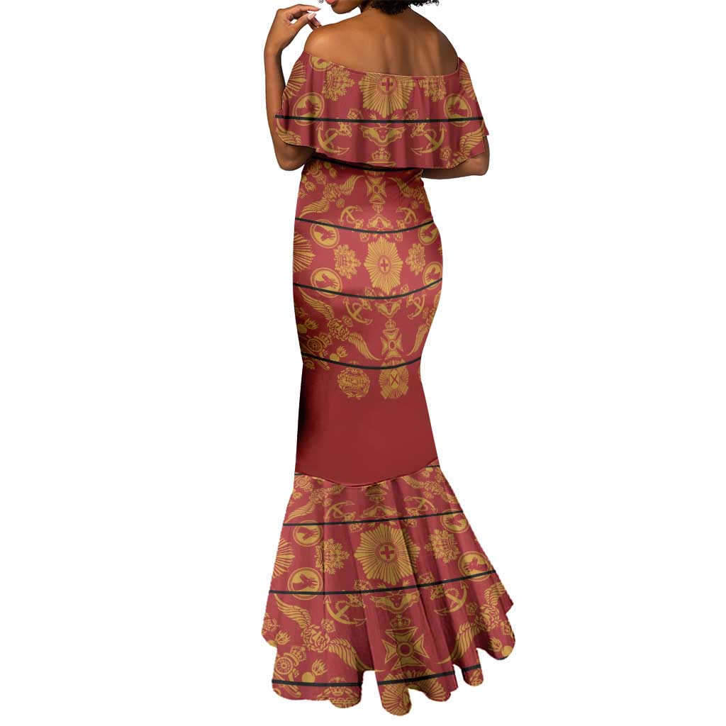 Basotho Blanket Mermaid Dress Lesotho Seanamarena Kharetsa Royal Red - African Pride