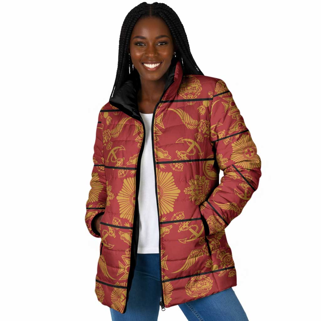 Lesotho Seanamarena Kharetsa Royal Red Padded Jacket Basotho Traditional Blanket Style