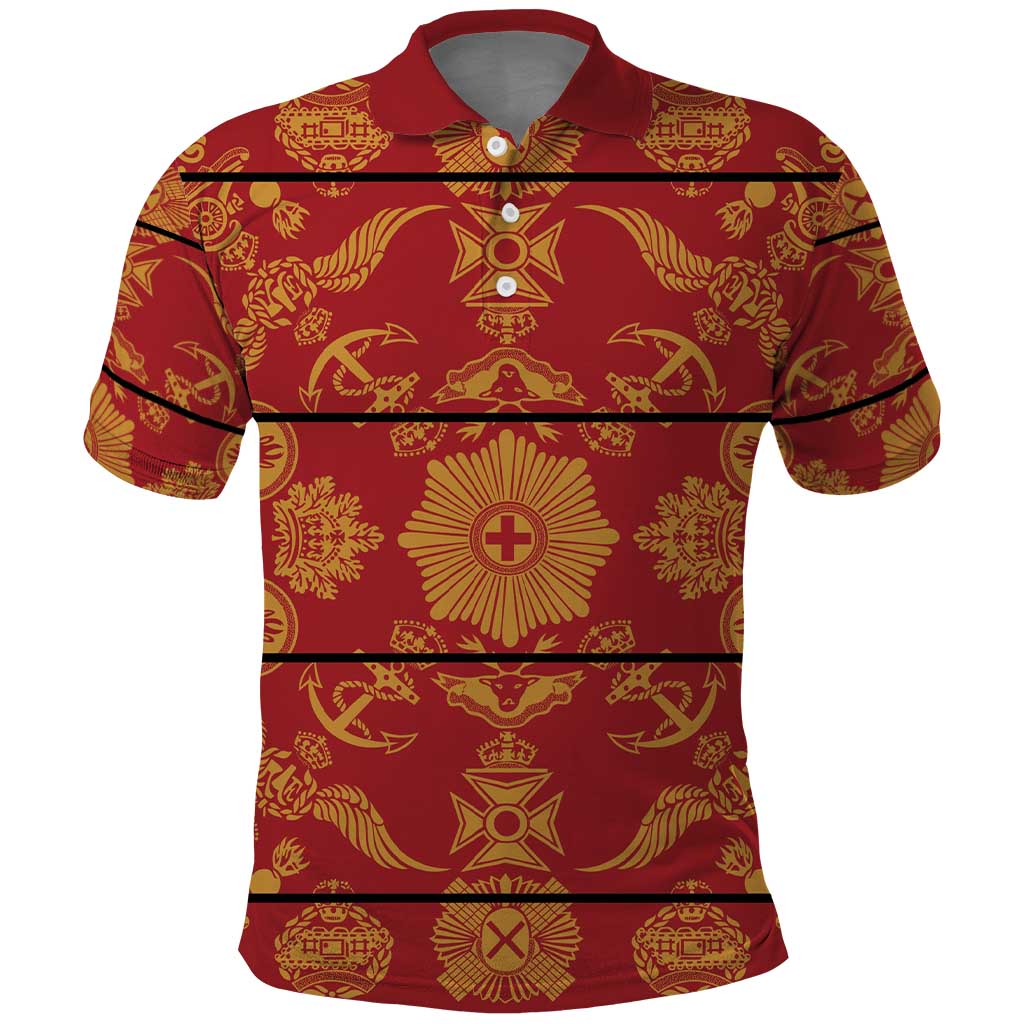 Basotho Blanket Polo Shirt Lesotho Seanamarena Kharetsa Royal Red - African Pride
