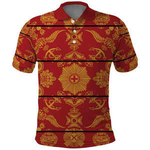 Basotho Blanket Polo Shirt Lesotho Seanamarena Kharetsa Royal Red - African Pride