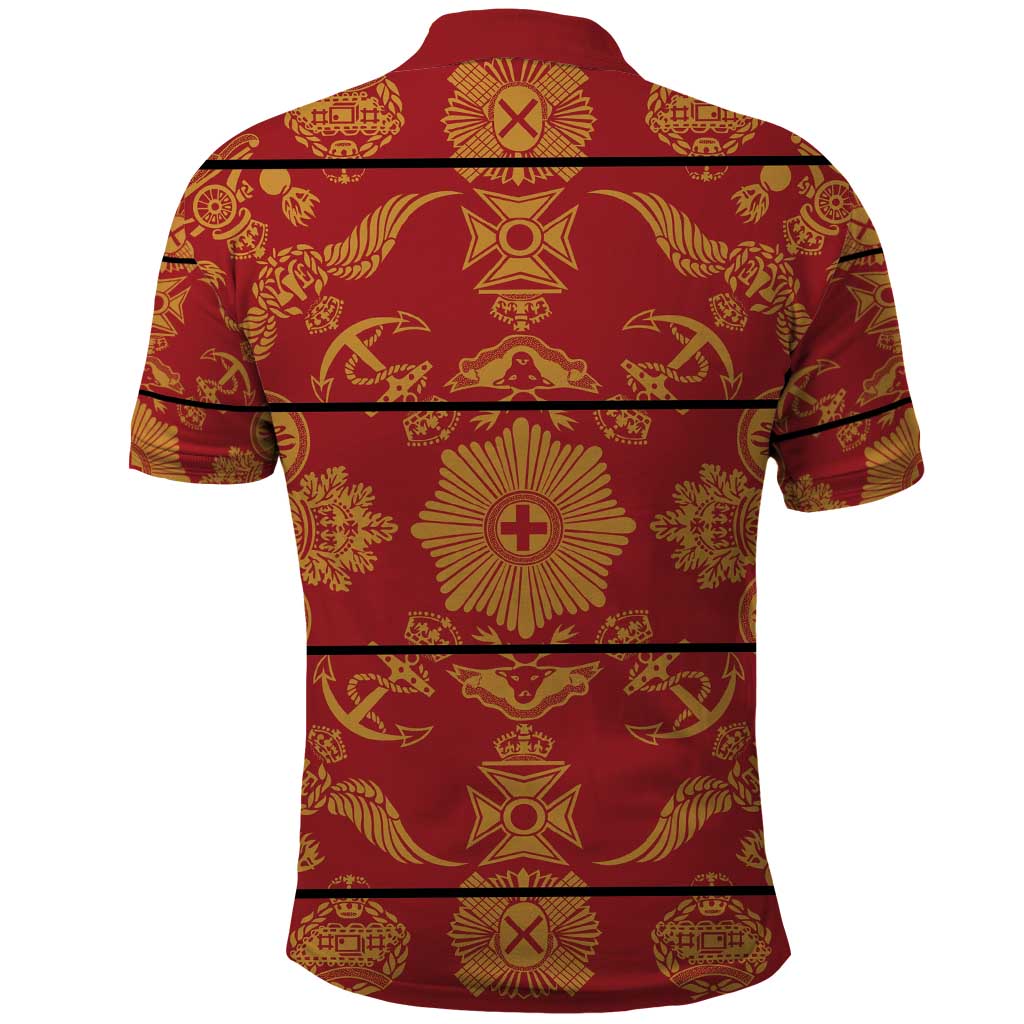 Basotho Blanket Polo Shirt Lesotho Seanamarena Kharetsa Royal Red - African Pride