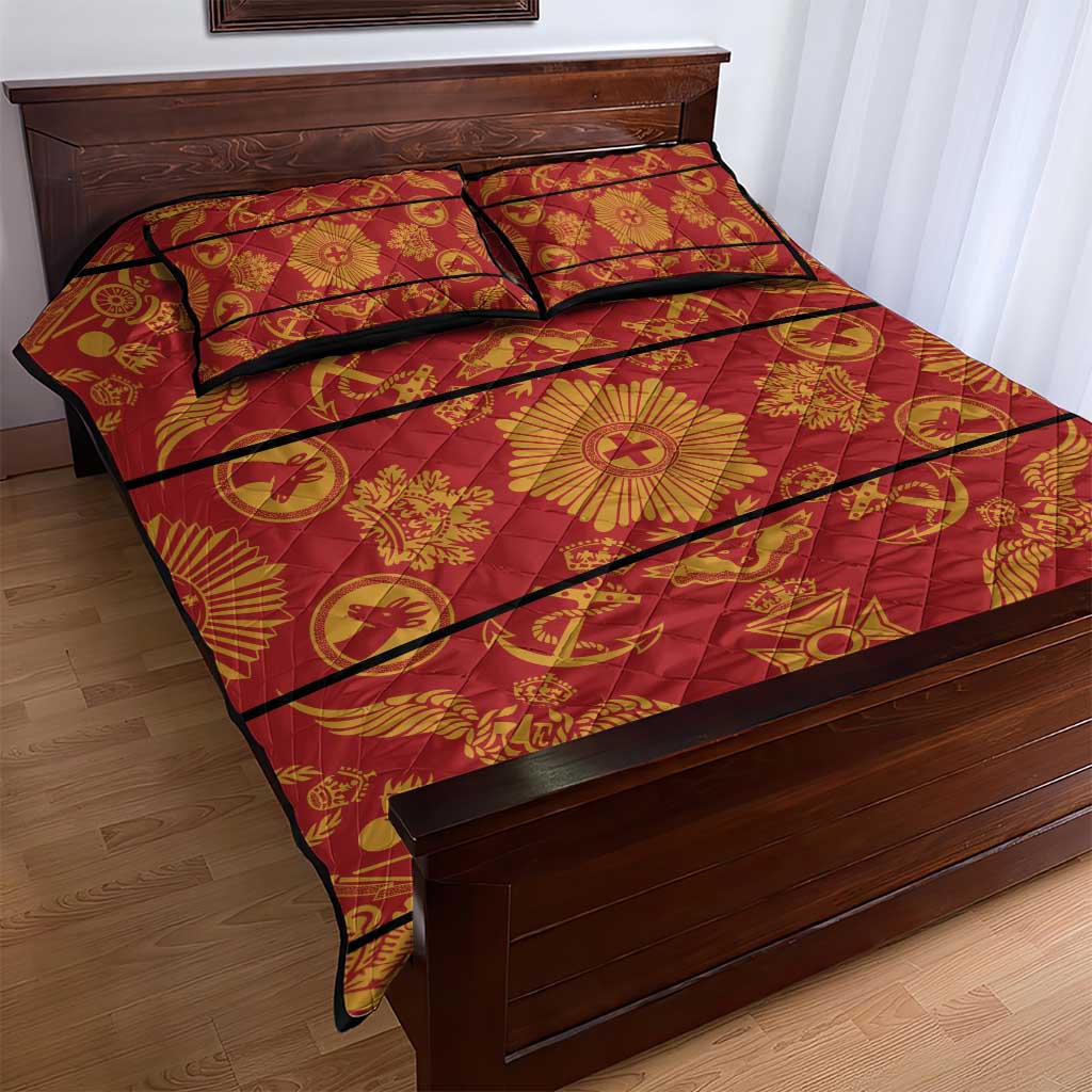 Basotho Blanket Quilt Bed Set Lesotho Seanamarena Kharetsa Royal Red - African Pride