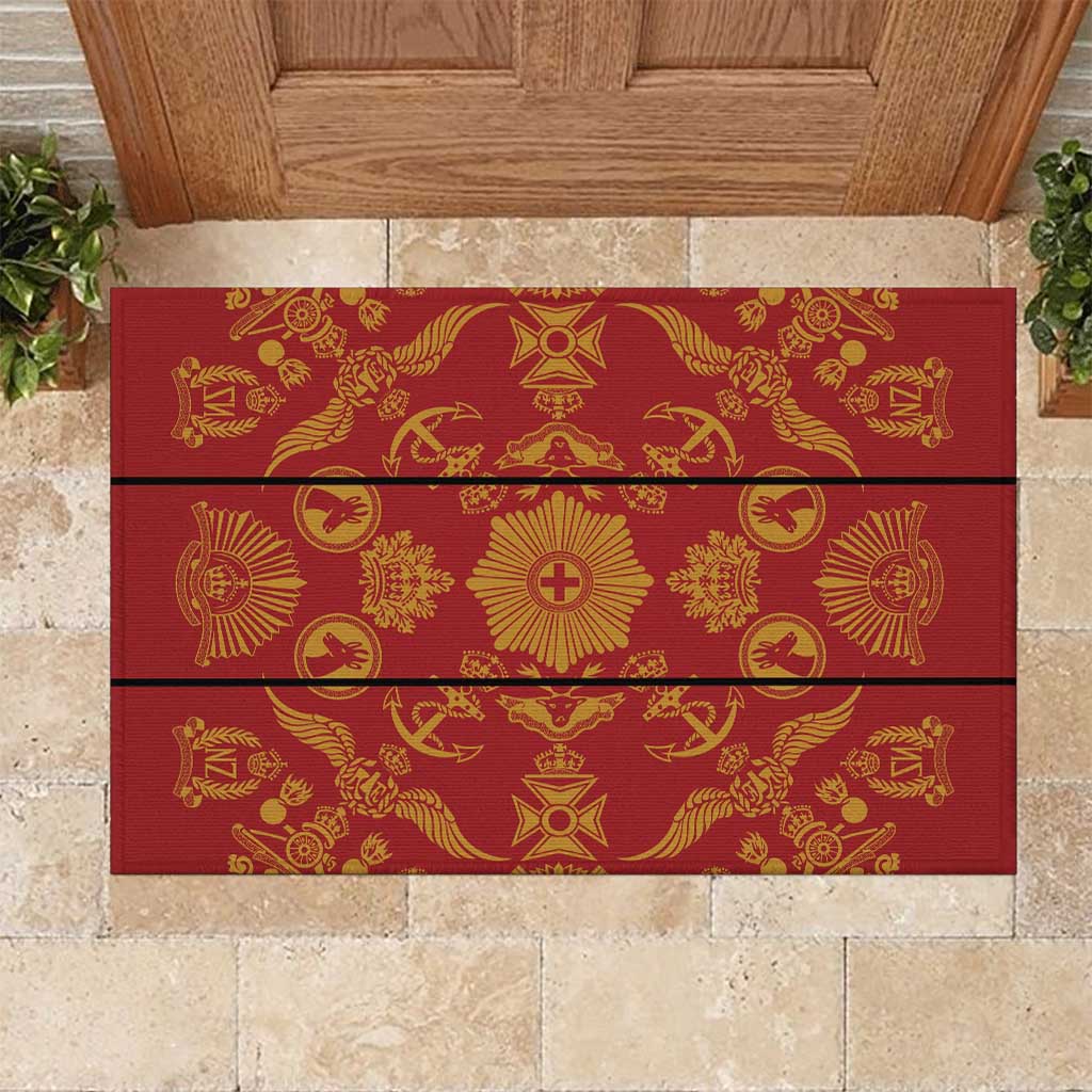 Basotho Blanket Rubber Doormat Lesotho Seanamarena Kharetsa Royal Red - African Pride