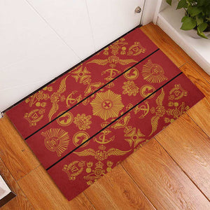 Basotho Blanket Rubber Doormat Lesotho Seanamarena Kharetsa Royal Red - African Pride