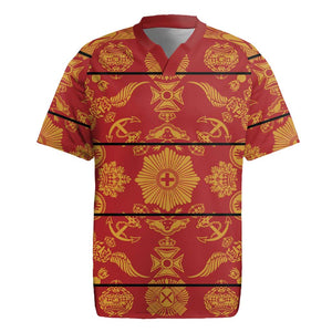 Basotho Blanket Rugby Jersey Lesotho Seanamarena Kharetsa Royal Red - African Pride