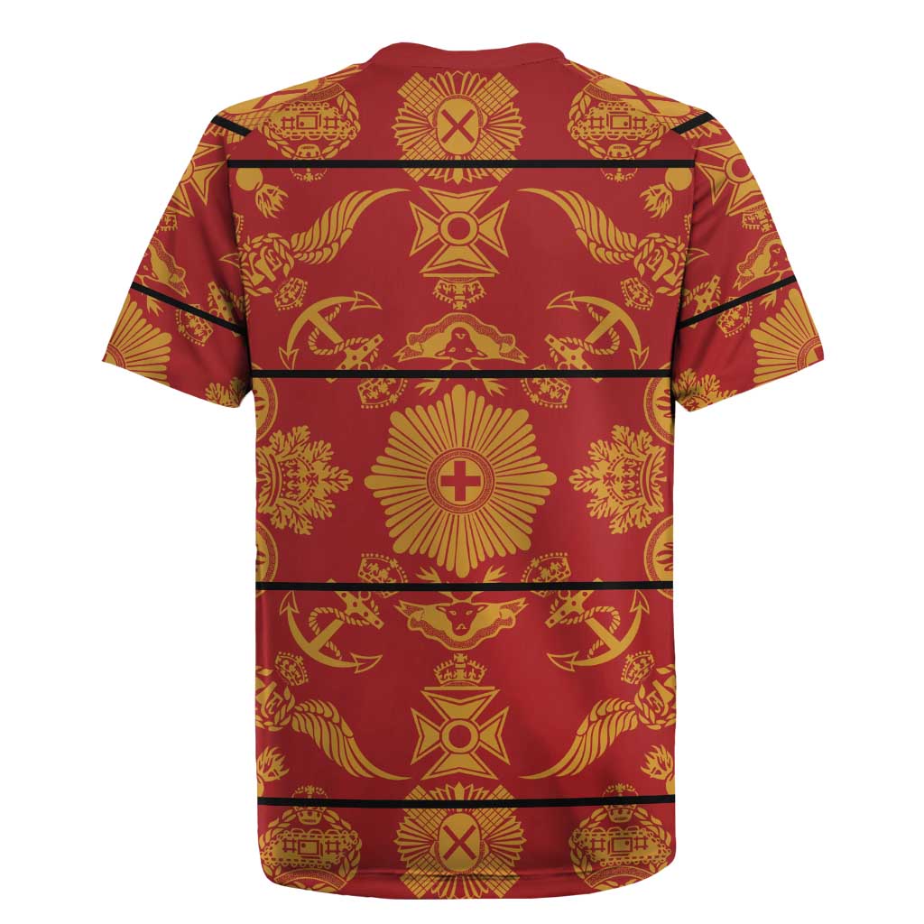 Basotho Blanket Rugby Jersey Lesotho Seanamarena Kharetsa Royal Red - African Pride